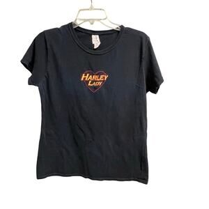 Harley Lady Size Large Embroidered Tee Biker Motorcycle Shirt